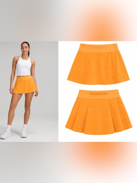 lululemon athletica Pants - Lululemon Pace Rival Mid Rise Skirt Long Mango Dream Orange Size 2